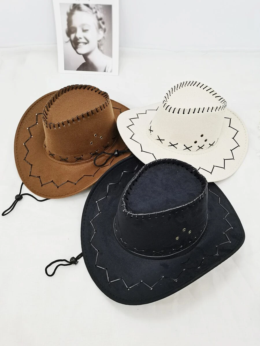 3pcs Cao Bồi Miền Tây Phong cách Của phụ nữ Mũ Đối với Giải trí Thời trang - Nhiều màu - Xem 1