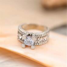 Fashion Delicate Zirconia Wedding Rings Luxury Princess Rings Gorgeous Jewelry Engagement Date Gifts For Women