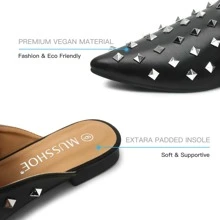 Musshoe Pointed Toe Studded Mules - màu đen - Xem 6