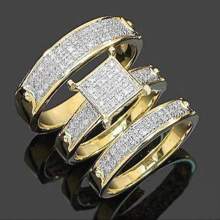 3pcs Hợp kim Quý cô Thời trang Bộ nhẫn - Vàng - Xem 1