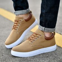 運動鞋適合男士,極簡前繫帶板鞋 - 卡其色 - 查看 2