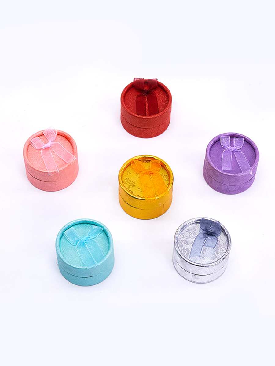 6pcs Simple Style Multicolor Butterfly Design Small Round Ring, Everyday Wear Gift Box - Multicolor - View 1