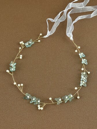 1pc Handmade Pearl & Flower Decor Headband For Women, Perfect For Bride, Wedding, Party Elegant Boho Valentine's Day Valentines