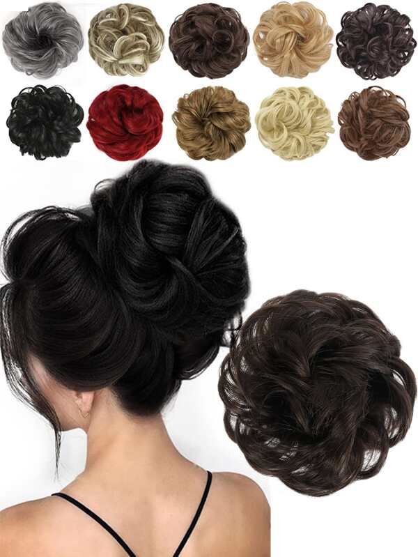 Messy Hair Bun Hair Scrunchies Extension Curly Wavy Messy Synthetic Chignon for Women Hairpiece