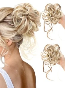 8Inch Sợi tổng hợp Tóc búi Gia hạn Với Bím tóc , Phối màu - Hai tông màu - Xem 1