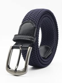 1入組男士海軍藍戶外休閒運動時尚彈力編織皮帶 - 藏蓝色 - 查看 1