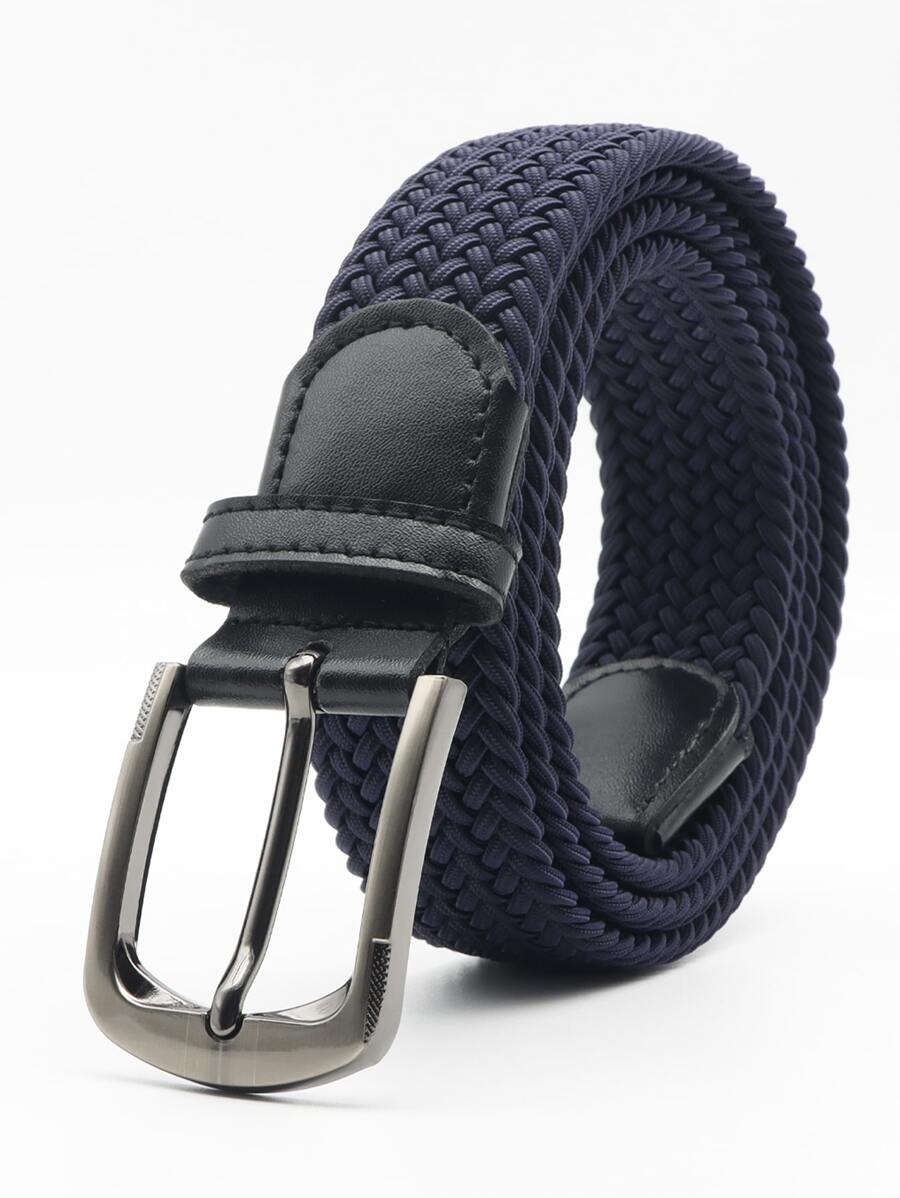 1入組男士海軍藍戶外休閒運動時尚彈力編織皮帶 - 藏蓝色 - 查看 1