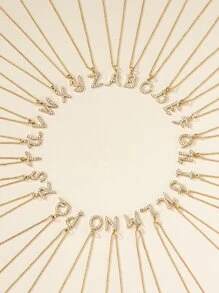 1 pieza moda cobre con diseño de diamante de imitación colgante de letra Collar para mujeres para Decoración regalo fiesta