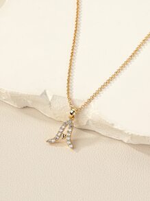 1 pieza moda cobre con diseño de diamante de imitación colgante de letra Collar para mujeres para Decoración regalo fiesta