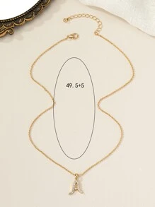 1 pieza moda cobre con diseño de diamante de imitación colgante de letra Collar para mujeres para Decoración regalo fiesta