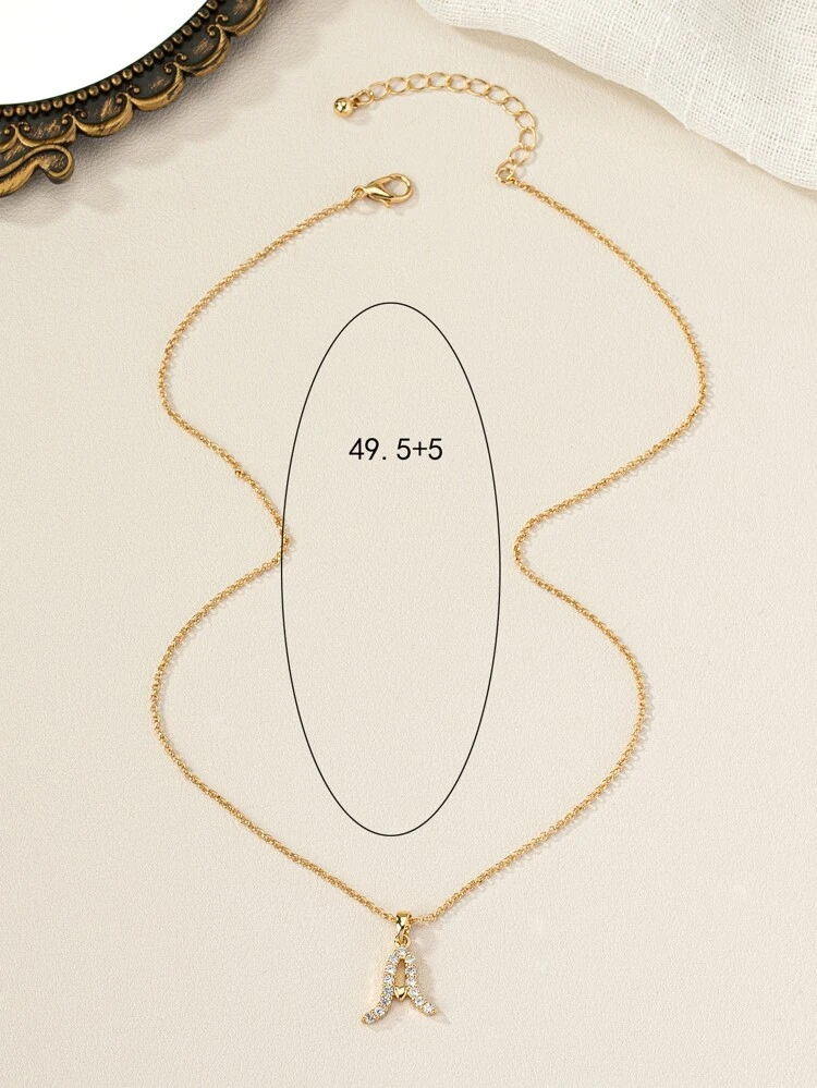 1pc Fashion Copper Rhinestone Decor Letter Pendant Necklace For Women For Decoration Gift Party