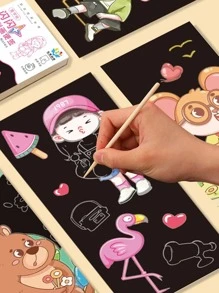 1入組用於創意繪畫刮刮塗鴉圖片筆記本 - 彩色 - 查看 1