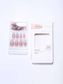 30pcs Biến đổi dần Màu Khỏa thân Dài Sắc & Đồ trang trí Rhinestone Móng giả Với 1 Miếng Tài liệu & 1 Miếng Thạch Keo dính - Nhiều màu - Xem 9