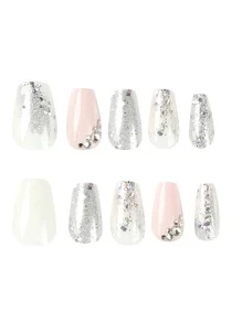 24 Chiếc Dài Quan Tài Hình Mới Lạ Đá Giả Móng Tay Bộ 1 Dũa Móng Tay & 1 Thạch Keo ấn Vào Móng Tay Đồ Dùng Làm Móng - Nhiều màu - Xem 4