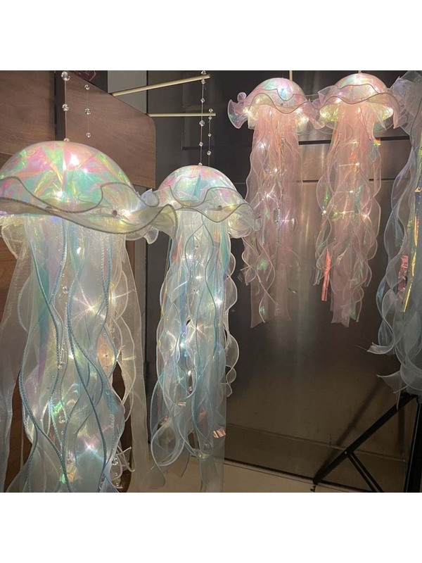 Blue Jellyfish Shape Decorative Lamp, Hanging Luminous Jellyfish Lamp