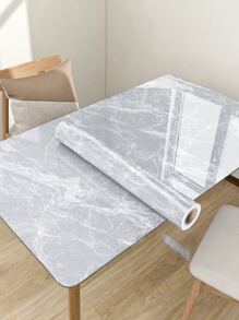 1入組大理石紋樣式廚房防油貼紙,高溫抵抗灶台貼紙,瓷磚牆紙,自黏式櫥櫃貼紙,書桌裝修膜 - 藍白色 - 查看 7