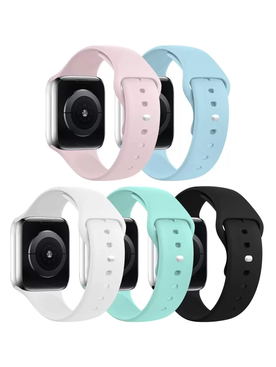 5pcs/Set Sport Bands Compatible With Apple Watch Band 38mm 40mm 41mm 42mm 44mm 45mm 46mm 49mm,Colorful And Versatile Soft Silicone Waterproof Strap Compatible With Apple Watch Apple Watch Series 10 9 Ultra 8 7 6 5 4 3 2 1 SE Women Men As A Gift For Students Returning To School - Multicolor - View 1