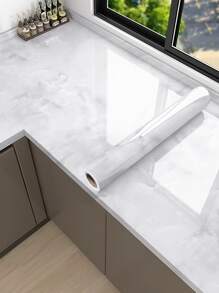 1pc Marble Pattern Kitchen Oil-Proof Sticker, High Temperature Resistant Cooktop Sticker, Tile Wallpaper, Self-Adhesive Cabinet Sticker, Desktop Renovation Film,Stickers,Wall Decal, Vinyl Decal For Home Decorations,Spring Decoration Items Refresh Your Home,Rama Decoration Stickers