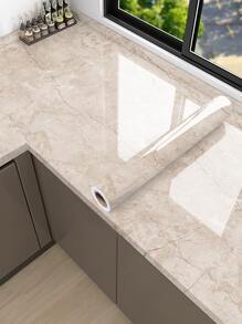 1pc Marble Pattern Kitchen Oil-Proof Sticker, High Temperature Resistant Cooktop Sticker, Tile Wallpaper, Self-Adhesive Cabinet Sticker, Desktop Renovation Film,Stickers,Wall Decal, Vinyl Decal For Home Decorations,Spring Decoration Items Refresh Your Home,Rama Decoration Stickers