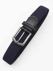 1入組男士海軍藍戶外休閒運動時尚彈力編織皮帶 - 藏蓝色 - 查看 2