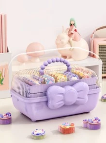 Organizador de accesorios para el cabello para niñas, diademas, pinzas para el cabello, lazos para el cabello, suministros para el cabello para niñas, organizadores de artesanía para el cabello plegables de tres capas con cerradura y joyero de plástico de almacenamiento - Morado - Ver 7