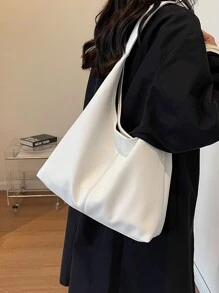 Fashionable Elegant Simple White Shoulder Bag With Inner Pocket, Business Casual Woman Bag Perfect For Office Business And Work - White - View 5