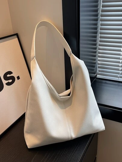 Fashionable Elegant Simple White Shoulder Bag With Inner Pocket, Business Casual Woman Bag Perfect For Office Business And Work