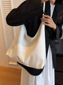 Fashionable Elegant Simple White Shoulder Bag With Inner Pocket, Business Casual Woman Bag Perfect For Office Business And Work - White - View 4