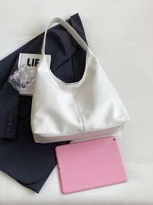 Fashionable Elegant Simple White Shoulder Bag With Inner Pocket, Business Casual Woman Bag Perfect For Office Business And Work - White - View 7