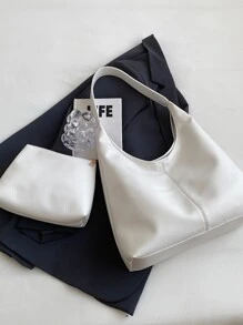 Fashionable Elegant Simple White Shoulder Bag With Inner Pocket, Business Casual Woman Bag Perfect For Office Business And Work - White - View 9