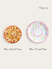 10 Pieces/Set Disposable Plates, 7/9 Inch Donut Party Supplies, White Donut Party Paper Plates, Donut Party Plates, Donut Birthday Party Baby Shower Donut Growing Up Theme Party,Christmas - Multicolor - View 3