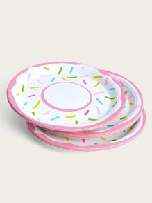 10 Pieces/Set Disposable Plates, 7/9 Inch Donut Party Supplies, White Donut Party Paper Plates, Donut Party Plates, Donut Birthday Party Baby Shower Donut Growing Up Theme Party,Christmas - Multicolor - View 5