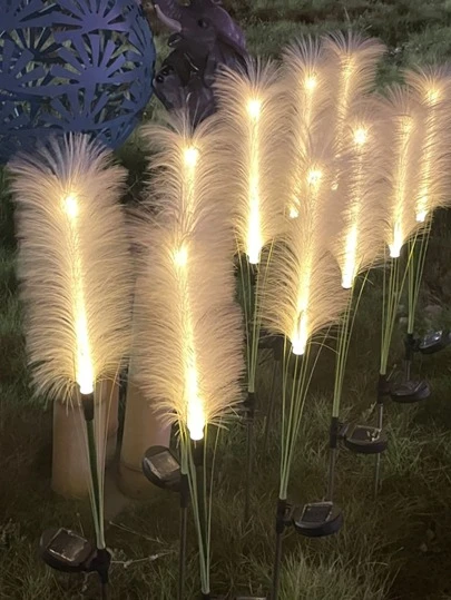 太陽纖維視覺蘆葦燈草坪燈戶外模擬花園裝飾用品山水