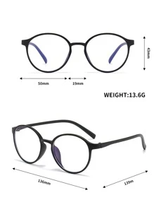 1pair Teenagers' Eyeglasses With Round Frame For Daily Decoration - Black - View 4