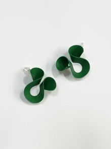 1對綠色塗漆金屬現代多功能耳環 - 綠色 - 查看 1