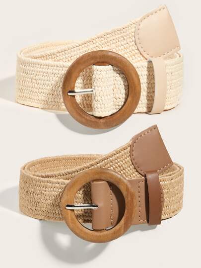 2pcs Women's Bohemian Style Woven Belt With Tassels, Perfect For Beach Vacation Summer, School Fall, Autumn, Halloween