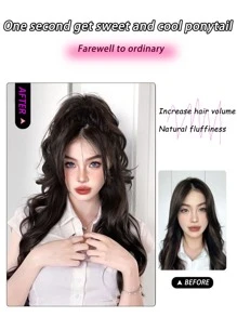 淺棕色14英寸噴泉高馬尾假髮假髮女長髮活力少女淺半扎瀑布捲髮高馬尾假髮