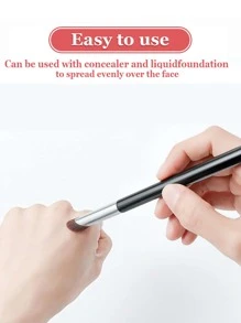 1支黑色圆头遮瑕刷，不留刷痕，遮盖痘痘、痘印、黑眼圈，粉底刷、遮瑕刷、腮红刷、修容刷、腮红刷、古铜粉刷、散粉刷、粉底刷、腮红刷，赠品 - 黑色 - 查看 4