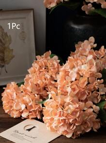 MEHELANY 1朵香槟色仿真绣球花，逼真丝绸绣球花装饰，高品质人造花，适用于DIY婚礼花束、派对、家居客厅、厨房、花园、酒店、办公室、春季节日装饰、DIY花环、礼品（浅橙色）