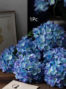 MEHELANY 1 件紫蓝色人造绣球花逼真丝绸绣球花插花高品质假花早午餐适用于 DIY 婚礼花束派对家居客厅厨房花园酒店办公室、DIY 万圣节圣诞节感恩节用品、秋季家居花园派对装饰、DIY 拱门花环装饰，适合女孩礼物 - 水鴨藍 - 查看 3