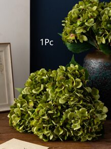 1Pc Autumn Green Artificial Hydrangea Real-Looking Silk Hydrangea Flower Arrangements High Quality Fake Floral Brunch For DIY Wedding Bouquet Party Home Living Room Kitchen Garden Hotel Office