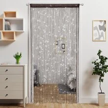 One piece door string curtain door bead curtain, black bohemian style 100*200cm - Black - View 3