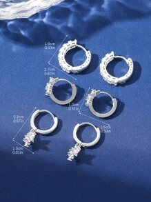 Hihho 6 件闪亮 Cz 宝石镶嵌花朵吊坠耳环和环形耳环套装，奢华珠宝礼物情人节、妈妈、母亲、母亲节、礼物