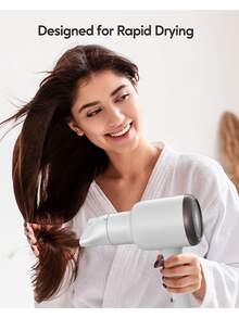 Hair Dryer with Diffuser and Concentrator, Professional 1875 Watt Negative Ions Dryer, Quiet and Fast Drying Light with Ceramic Technology Nozzle for Women Curly Hair - 白色 - 查看 2