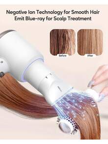 Hair Dryer with Diffuser and Concentrator, Professional 1875 Watt Negative Ions Dryer, Quiet and Fast Drying Light with Ceramic Technology Nozzle for Women Curly Hair - 白色 - 查看 4