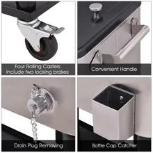 COSTWAY Patio Cooler Rolling Outdoor Stainless Steel Ice Beverage Chest Pool 80 Quart - Black - View 3