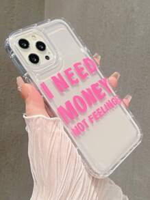 Slogan Graphic Anti-fall Phone Case - Hot Pink - View 2