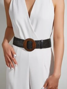 1 Miếng Đen Lưới Thắt lưng Với Bằng gỗ Khóa - màu đen - Xem 5