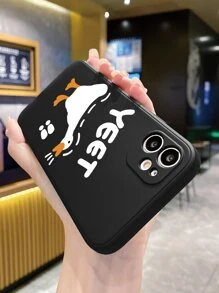 Funny Cartoon Duck & Letter Graphic Phone Case - Black - View 5
