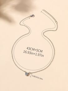 1入組圓形切割鑲鑽項鍊